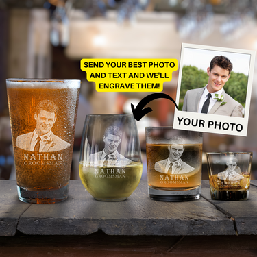 Custom Groomsman Photo on Glassware